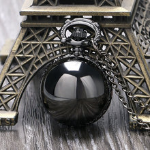 Black Steampunk Smooth Ball Shaped Quartz Pocket Watch Necklace Pendant with Chain Womens Lady Gift Relogio De Bolso 2024 - buy cheap