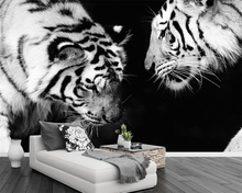Beibehand-papel de parede personalizado, preto e branco, tigre, plano de fundo, tv, animal, moderno, minimalista, sala de estar, quarto, 3d 2024 - compre barato