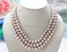 3row 10mm lavender round freshwater pearl necklace mabe 2024 - buy cheap