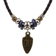 ZOSHI Fashion Long Black Leather Necklace Vintage Design Man Jewelry Punk Wood Beads Biker Men's Pendants Necklaces For Women 2024 - buy cheap