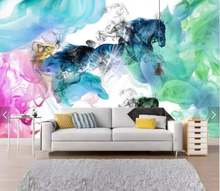 Custom 3D Photo Wallpaper Sticker Abstract Watercolor Horse Wall Decal Vinyl Wall Stickers Wall Decorations Living Room 2024 - buy cheap