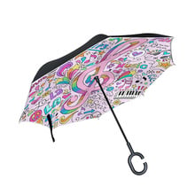 Music Note Pattern Windproof C-Type Folding Reverse Umbrella Hands-Free Rain Women Outdoor Double Layer Inverted Umbrellas 2024 - buy cheap