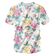 Camiseta masculina fashion, camiseta 3d feminina, uma variedade de lindas estampas florais, branca, preta, unissex, casual 6xl 2024 - compre barato