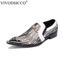 VIVODSICCO Italian Handmade Pointed Toe Mens Dress Wedding Shoes Work Office Casual Party Shoe Metal Tip zapatos de hombre derbi 2024 - buy cheap