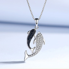 Utimtree Trendy Dolphin  Women Necklace Chain 2019 Cubic Zirconia Pendants Necklaces Top Jewelry Chokers Necklace Female 2024 - buy cheap