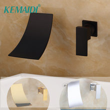 KEMAIDI-grifo de cascada cromado dorado para lavabo, grifería de montaje en pared, mezclador de un solo mando, para Baño 2024 - compra barato