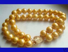 2 row 8mm Golden shell pearl bracelet 14KGP Clasp JL@^Noble style Natural Fine jewe FREE SHIPPING 2024 - buy cheap