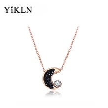 YiKLN-collares modernos de circonia cúbica para mujer, gargantillas de Luna, diamantes de imitación, Color oro rosa, colgante de acero inoxidable, joyería YN18036 2024 - compra barato