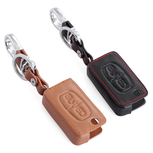 New design Leather key chain ring cover case holder For PEUGEOT RCZ 206 207 306 307 308 407 408 For Citroen C2 C3 C4 C5 Quatre 2024 - buy cheap