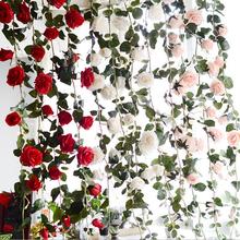 Flores artificiales de hiedra con hojas verdes para decoración del hogar, rosas falsas de seda de 180cm, H-Q, guirnalda para bodas 2024 - compra barato