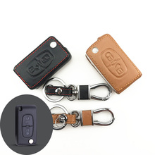 Funda de cuero auténtico para llave de coche, accesorio para Peugeot 107, 206, 207, 208, 306, 307, 308, 407, 408, 508 RCZ, para Citroen C2, C3, C4, C5, buena bolsa para llave 2024 - compra barato