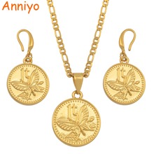 Anniyo-Conjunto de joyería de mariposa de Guinea para mujer, collar y pendientes de Color dorado, Regalos de joyería PNG #138006 2024 - compra barato