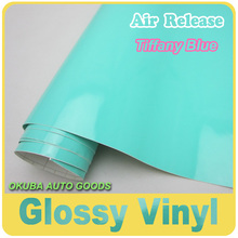 New Arrival Tiffany Blue Glossy Vinyl wrap film with Air Bubble Free For Car Wrap Films  Size: 1.52*30m/Roll 2024 - buy cheap
