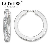 White CZ Creole Hinged Hoop Earrings ear hoop Gift silver-plate  Trendy new Fashion Good Jewerly For Women 2024 - buy cheap