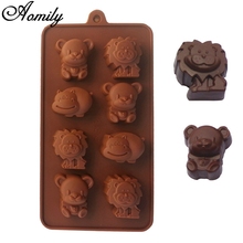 Забавная силиконовая форма Aomily для мыла, 8 отверстий, 3D форма для шоколада, шоколадного печенья, пирожного в форме льва, бегемота 2024 - купить недорого