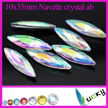 Cristal ab de color Super brillante con forma de Navette, 60 uds., 10x35mm, punto trasero, coser en joyas de diamantes de imitación Cristal de strass, envío gratuito 2024 - compra barato