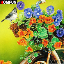 Алмазная 5D картина HOMFUN «сделай сам», полноразмерная/круглая вышивка «Птица, цветок», 3d-вышивка крестиком, подарок, домашний декор, A08132 2024 - купить недорого