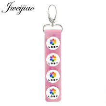 JWEIJIAO New LGBT Glass Image Snap Button Keychain PU Leather Rainbow design Gay Love Lesbian Key Chains Charm Pendant BT05 2024 - buy cheap