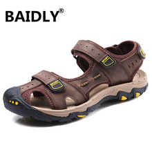 Summer Shoes Men Sandals Genuine Leather Sandals Man Quality Design Outdoor Beach Sandals Roman Water Sneakers Big Size 2024 - buy cheap
