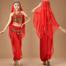 Novos trajes de dança do ventre indiana, bollywood feminino, 6 cores, roupa para dança do ventre, prática/performance 2024 - compre barato