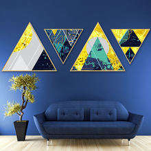 Wall Pictures For Living Room Triangular Oil Painting Night Moon Ins Style Etsy Posters And Prints Wall Art Canvas Framed 2024 - buy cheap