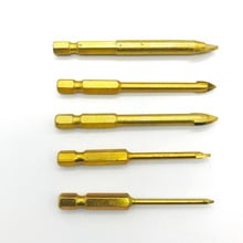 5pcs/lot titanium coated hex glass tile drill bit Set for Wall carbide Mable tile ceramics glass Granite Spear Point Cross Head 2024 - buy cheap