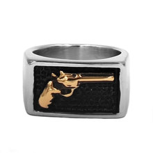 Anillo de motorista de la pistola de oro, joyería clásica de acero inoxidable, anillo de motorista militar de los Estados Unidos, anillo de hombre, venta al por mayor, SWR0834A 2024 - compra barato