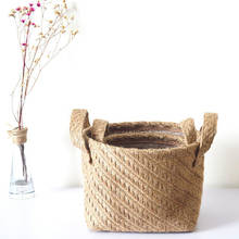 Braided Jute Cloth Flowerpot Storage Basket Cotton Linen Blended Desktop Storage Box Kids Toys Sundries Organizer Laundry Basket 2024 - buy cheap