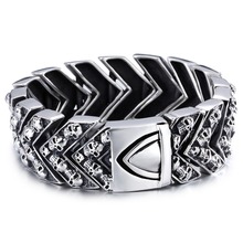 Pulseira de caveira estilo gótico 316l, bracelete de aço inoxidável punk motoqueiro pulseira joias masculinas 2024 - compre barato