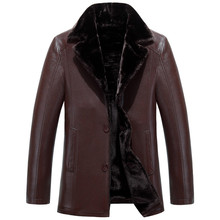 Suitable for Men's Fur one Leather Men's Long Lapels Fur jacket 2018 Winter Faux Leather jacket More size M-XXL XXXL 2024 - buy cheap