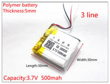 3 line Polymer battery 503030 3.7v 500mah smart home MP3 speakers Li-ion battery for dvr,GPS,mp3,mp4,cell phone,speaker 2024 - buy cheap