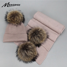 Children Adult Parent-Child Winter Hat & Scarf Pom Poms Woman Hat Winter Cap Warm Knit Cap Beanie Knitted Hats Scarfs For Girl 2024 - buy cheap