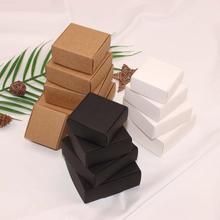 Caja de embalaje de papel Kraft Natural marrón, caja de embalaje de papel Kraft negro para joyería, caja de jabón pequeña blanca, caja de papel kraft de 12 tamaños para dulces, 100 unids/lote 2024 - compra barato