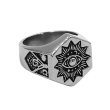 Illuminati Pyramid Eye Masonic Ring Stainless Steel Jewelry Sons Light Sun Moon Star Biker Mens Ring Wholesale 931B 2024 - buy cheap