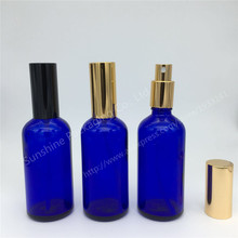 Botella de vidrio azul con pulverizador de niebla, botella de vidrio azul con espray de perfume, 100ml, 10 Uds., gran oferta 2024 - compra barato