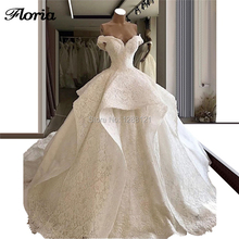 Vestido de noiva muçulmano, vestido de noiva novo renda estilo real com apliques no ombro, vestido de noiva para casamento 2019 2024 - compre barato