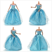 1PCS Blue New Party Wedding Dress Princess Dress Clothes Gown For Girl Doll,doll Accessories Blue Dress For Girl girls Toys 2024 - buy cheap