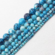 Wholesale 3-14mm Blue Snow Jaspers Round Loose Beads 15"bjr2, For Jewelry making, can mixed wholesale! 2024 - buy cheap