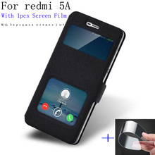 Funda de teléfono para carcasa de Xiaomi redmi 5A Funda de cuero de PU con ventana abierta para redmi 5 A redmi 5A con tapa trasera cubierta de capas 2024 - compra barato