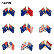 Emblema de metal austrália amizade bandeira ícones saco decoração botões broche para roupas 2024 - compre barato