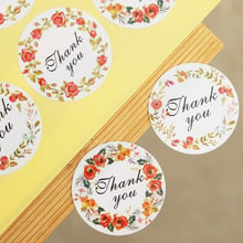 120pcs Thank You Floral Seal Sticker Flower Round Gift Paper Label Sticker Bag Candy Box Sealing Decor Anadem Baking Stickers 2024 - buy cheap