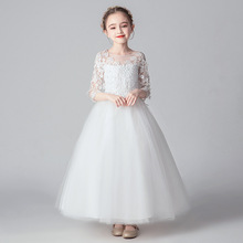 Vestidos de flores blancas para niñas, vestidos largos de encaje de tul para boda, vestido de fiesta de Navidad, disfraz de princesa para niños 2024 - compra barato