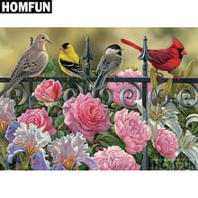 Алмазная живопись HOMFUN A04055, полноразмерная/круглая вышивка «птица и цветок», 5D, для творчества, домашний декор, подарок 2024 - купить недорого