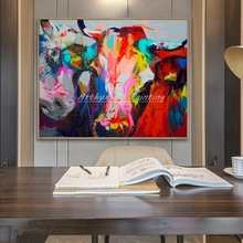Arthyx Wall Paintings Hand Painted Cow Animals Oil Paintings on Canvas Modern Abstract Pop Art Wall Pictures For Room Home Decor 2024 - buy cheap