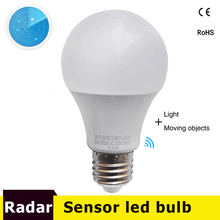 Levou radar Sensor de Movimento Da Lâmpada de Luz Lâmpada Led E27 AC85-265V 9 W 7 w Bombillas 5 w Inteligente Infravermelho Corpo lâmpada com Sensor De Movimento Luz 2024 - compre barato