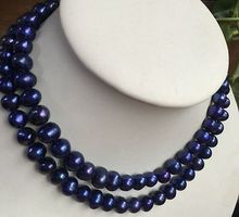 single9-10mm south sea baroque black blue pearl necklace 32"14k 2024 - buy cheap