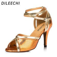 Dileechi sapatos de dança latina, laranja, feminino, salto alto de 8.5cm 2024 - compre barato