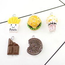 10 Uds. 3D de dijes de resina de Chocolate y palomitas de maíz, para pulseras, colgante acrílico de comida, accesorios de joyería, llavero YZ396 2024 - compra barato