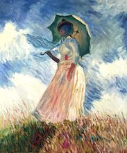 Lienzo decorativo hecho a mano, pintura artística, figura, pintura al óleo, sin marco, mujer con una sombrilla, por pintura de Claude Monet 2024 - compra barato