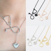 Gold Silver Plated 4 Color Nurse Heart Stethoscope Necklace Women Nursing Jewelry Medicine Necklaces For Graduation Gift 2024 - buy cheap